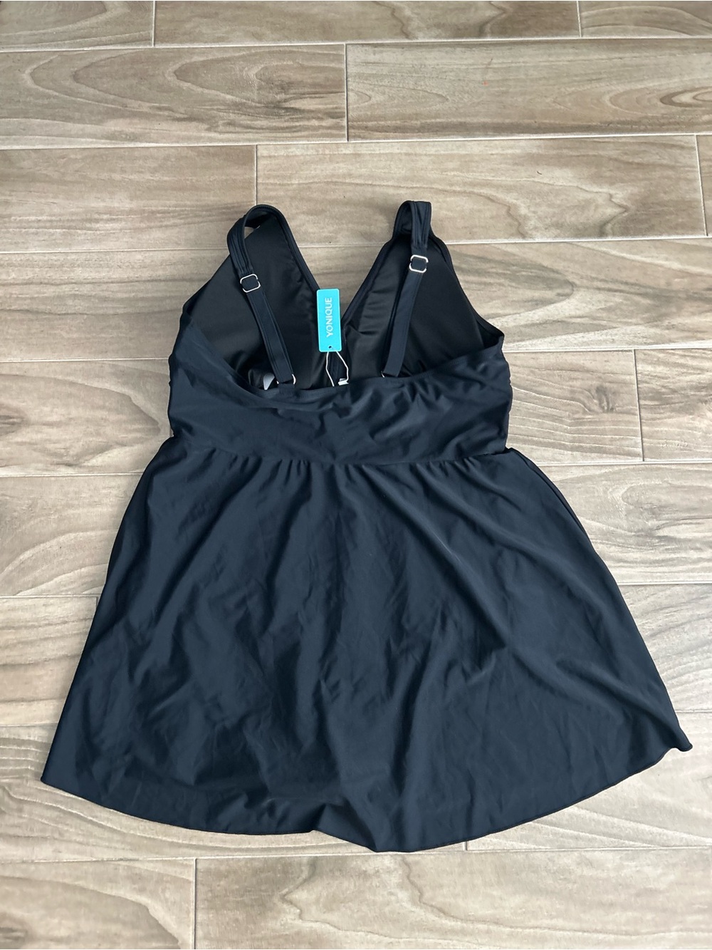 Yonique Black One-Piece Swimdress Size 20W - Picture 2 of 5